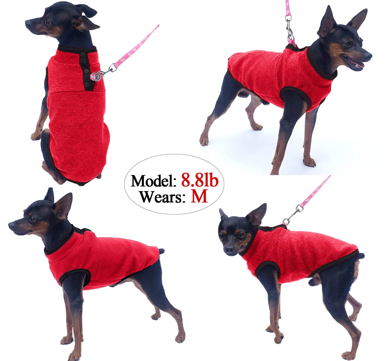 2 Pack Dog Fleece Vest Sweater, Warm Pullover Fleece Puppy Jacket, Autumn Winter Cold Weather Coat Clothes, Pet Stretch Fleece Apparel With Buttons For Small Medium Dog Cats (Red+Blue, X-Small)
